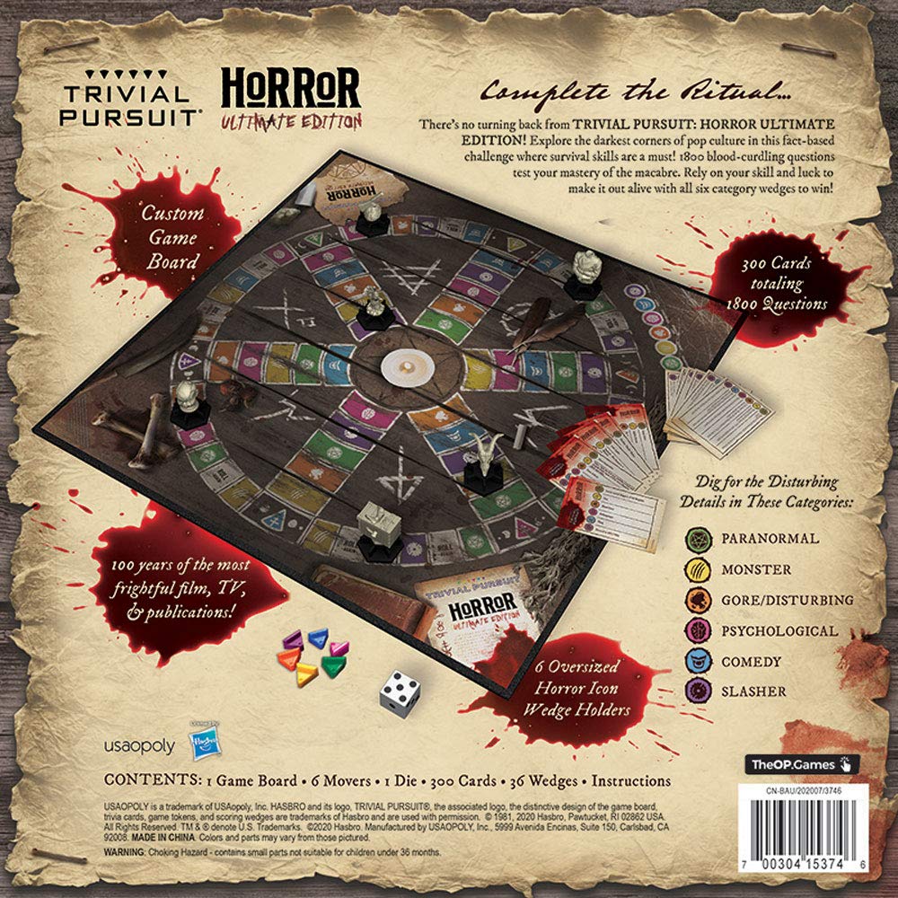 USAOPOLY Trivial Pursuit Horror Ultimate Edition goat head mover chilling setup