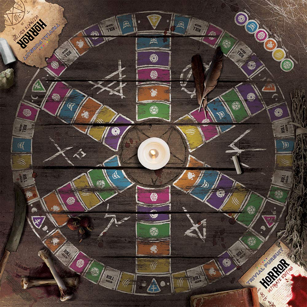 USAOPOLY Trivial Pursuit Horror Ultimate Edition straitjacket mover for suspenseful rounds