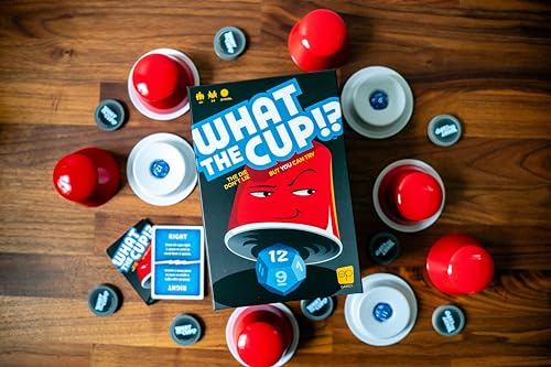 USAOPOLY What The Cup! d12 dice in hand for secret values