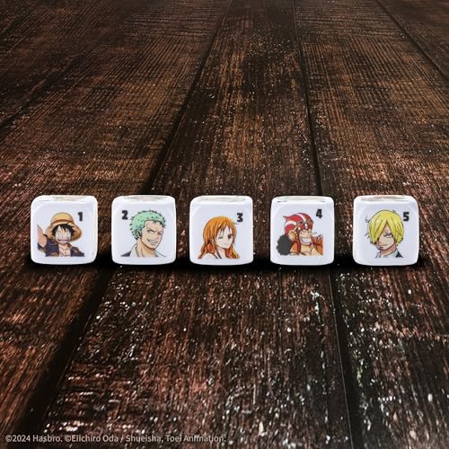 USAOPOLY Yahtzee dice faces showcase Sanji and Usopp for exciting rounds.