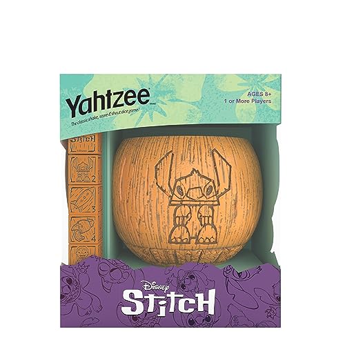 USAOPOLY Disney Stitch packaging showcases collectible tiki cup and dice collection.