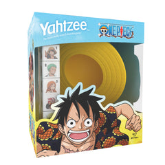 USAOPOLY Yahtzee One Piece dice cup with straw hat design for a themed family game night.
