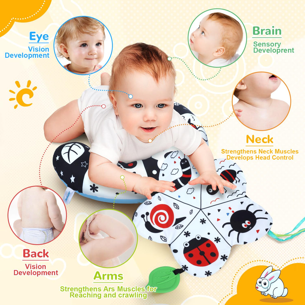 USATDD double-sided tummy time pillow with detachable sensory toys.