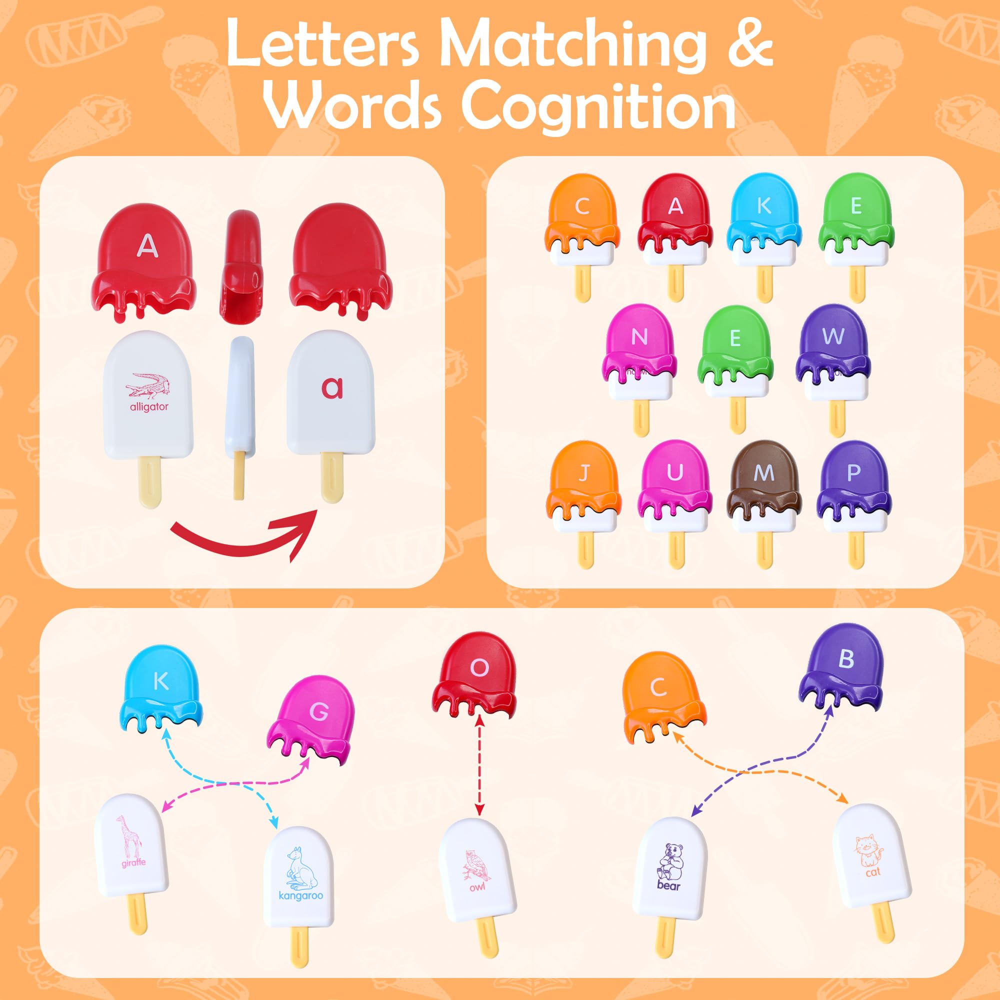 USATDD lowercase-uppercase letters tiles help kids practice recognition during hands-on play.