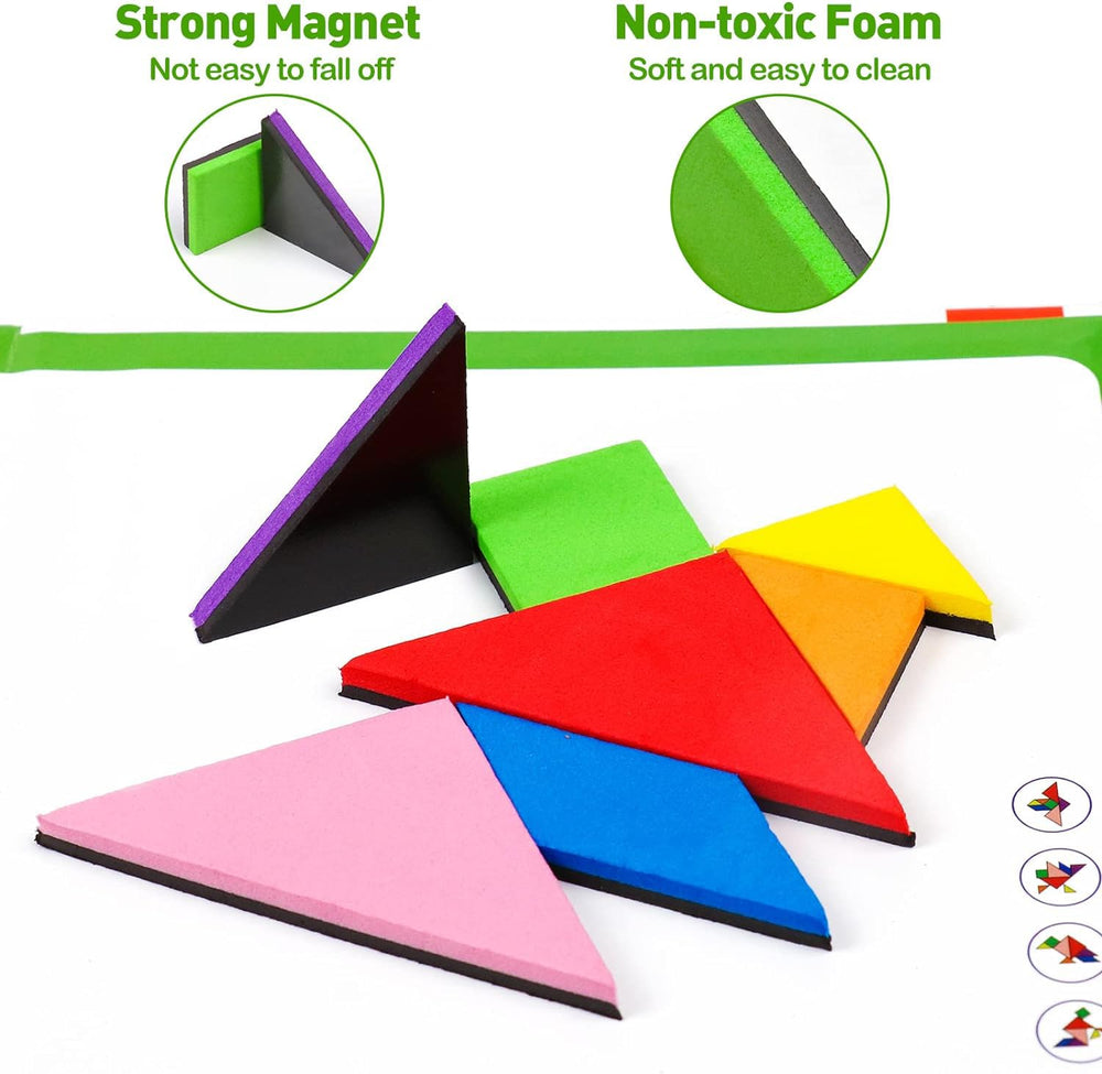 USATDD tangram pattern tiles (14 magnets) enabling diverse shapes