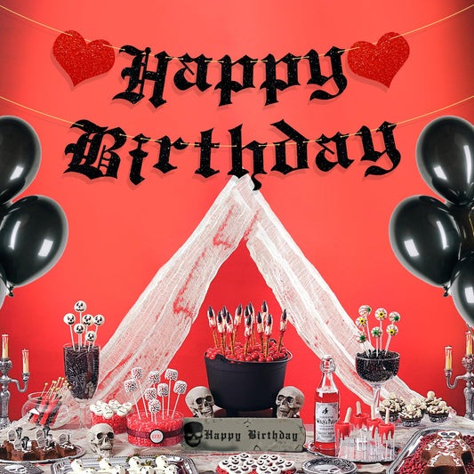 Ushinemi goth banner features two red hearts for a gothic accent.