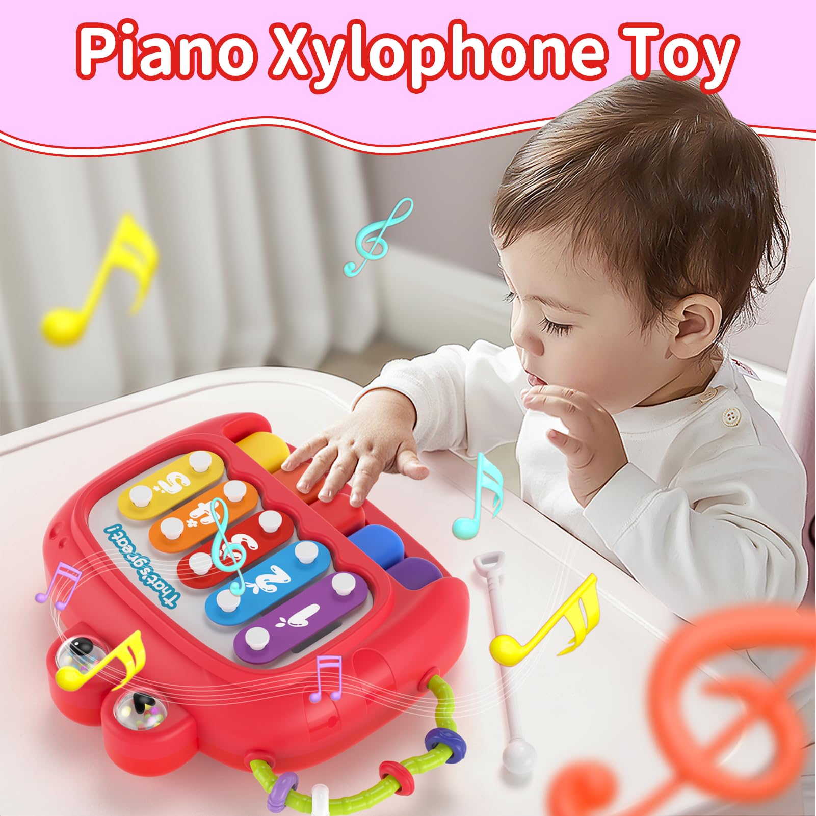 Usrela busy cube toy with six modes promotes grip and sensory development.