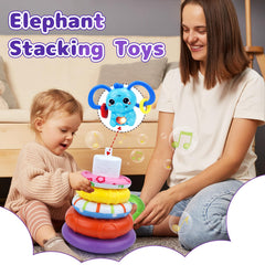 usrela elephant stacking toy supports pattern recognition and early math concepts.