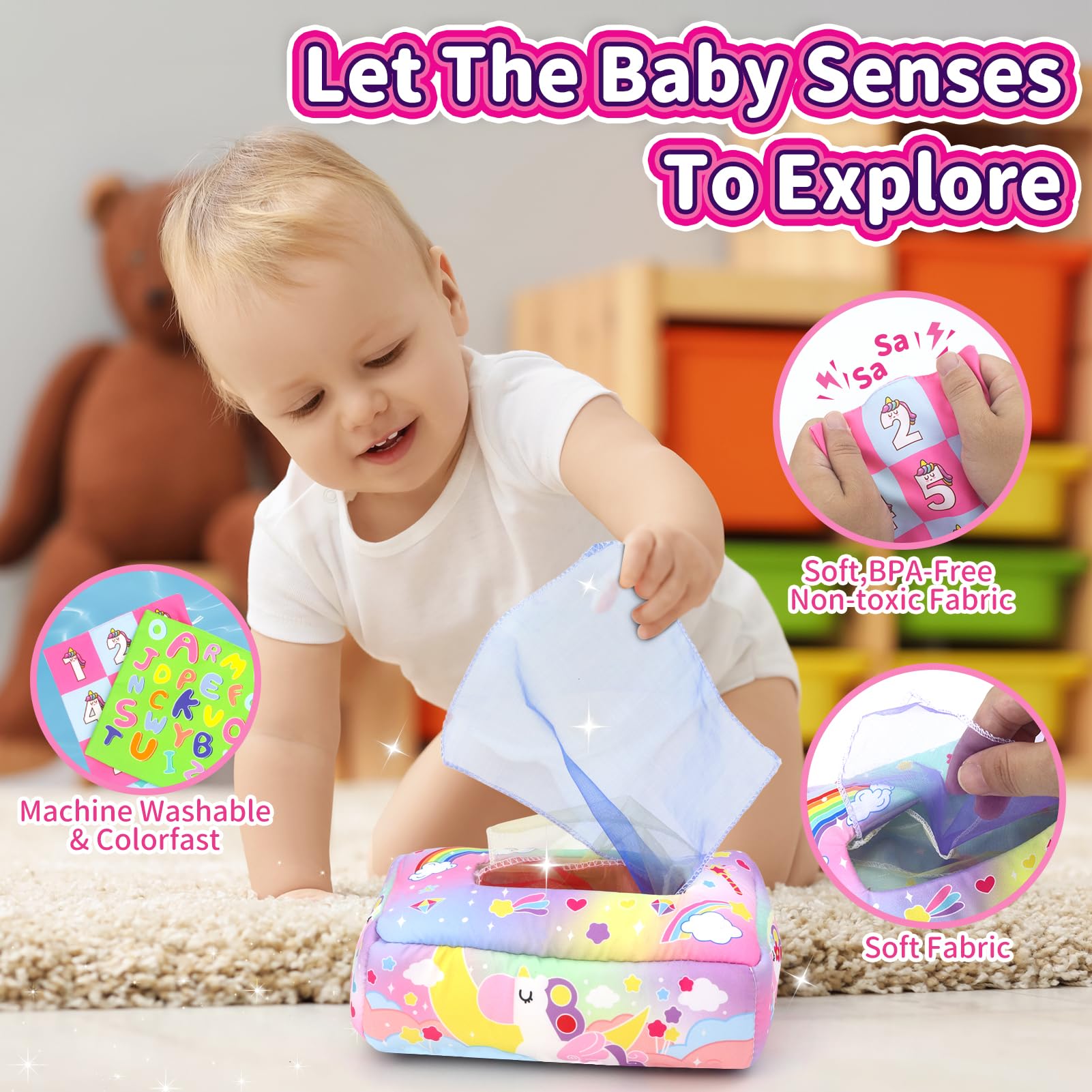 usrela tissue box toy alphabet and numbers for early learning
