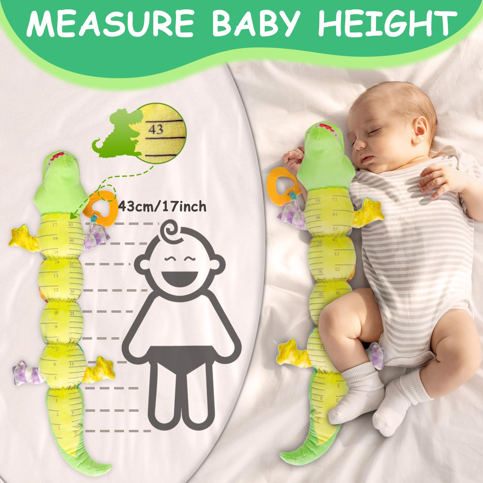 Ussybaby caterpillar crocodile toy silicone tail adds safe chewable surface for babies.