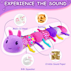 Ussybaby Caterpillar-Purple textures close-up encourages tactile development during play.