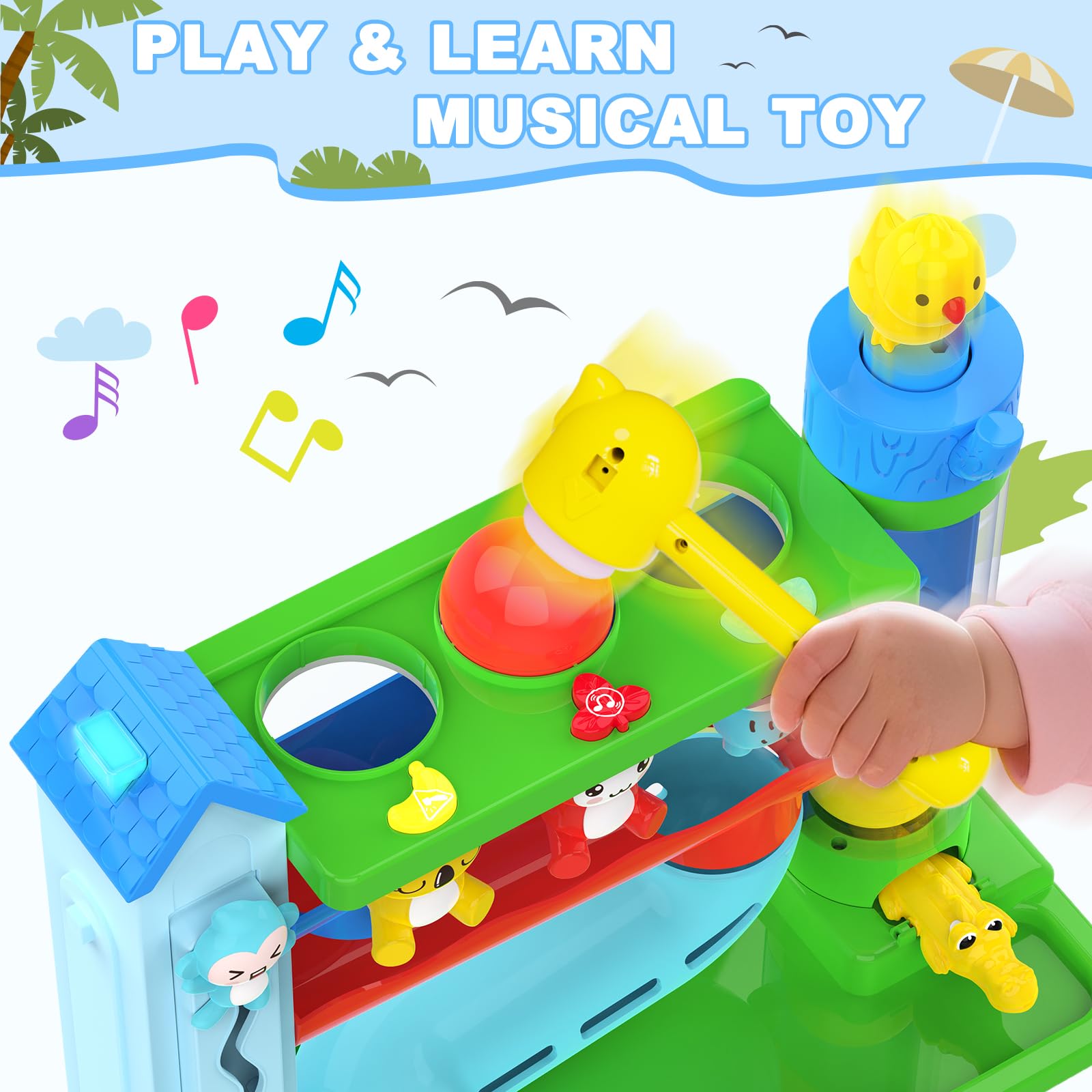 Ussybaby monkey-ball-toss-lights enhances hand-eye coordination through interactive play