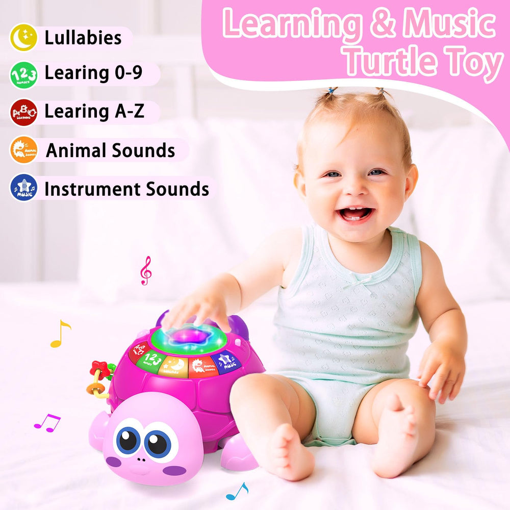 Ussybaby Musical Turtle Toy in crawling mode encouraging movement