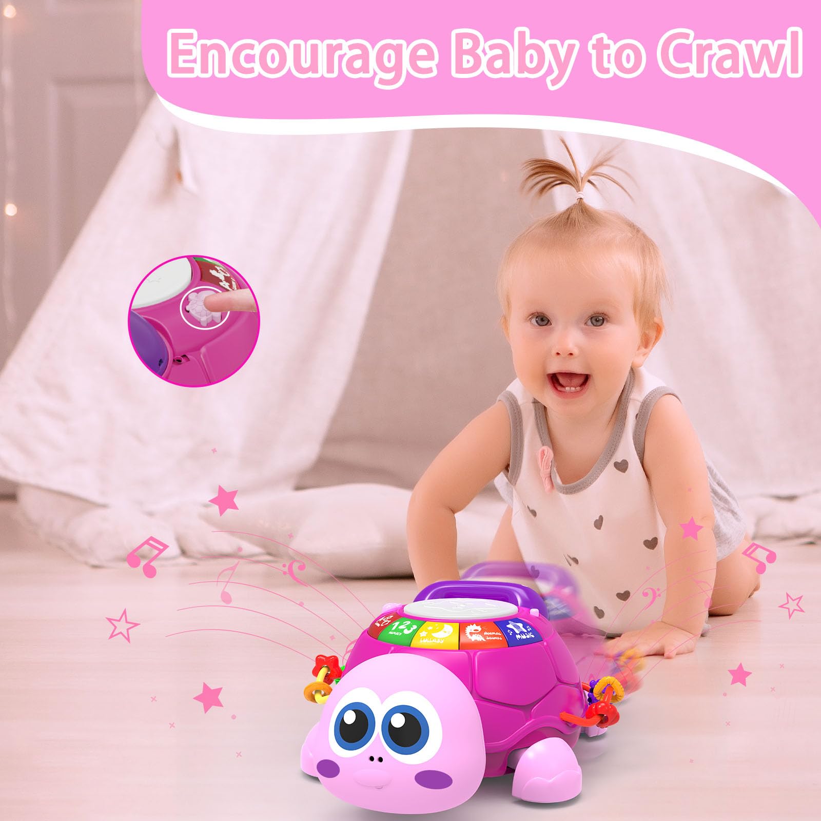 Ussybaby Turtle Toy playing instrument sounds to boost sensory play