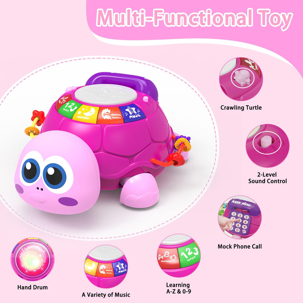 Ussybaby Musical Turtle Toy with bright light-up panel to capture baby's attention