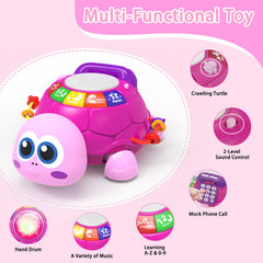 Ussybaby Musical Turtle Toy with bright light-up panel to capture baby's attention