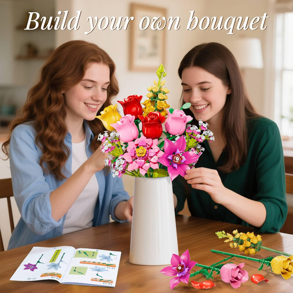 Utbttor building kit with yellow roses for vibrant, pollen-free decorations.