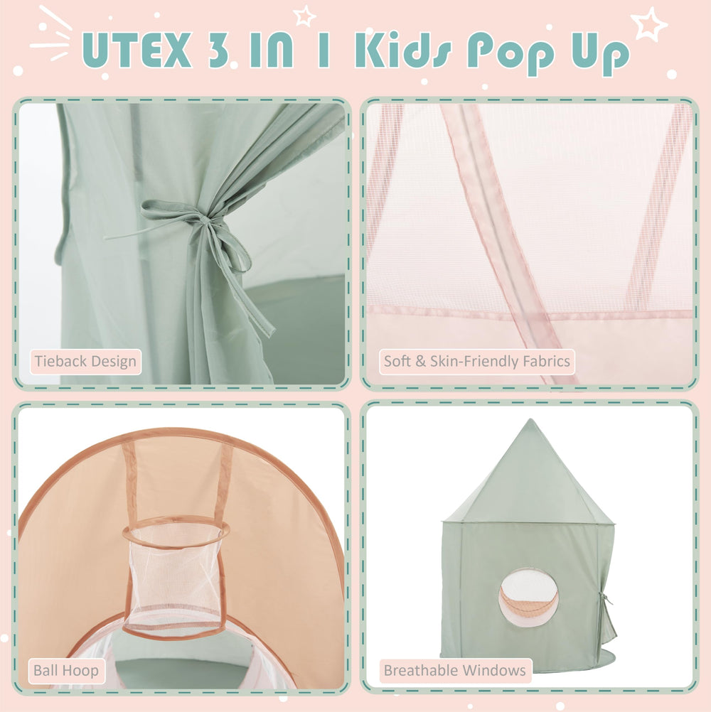 UTEX Kids Play Tent entrance view highlights easy entry for little explorers.