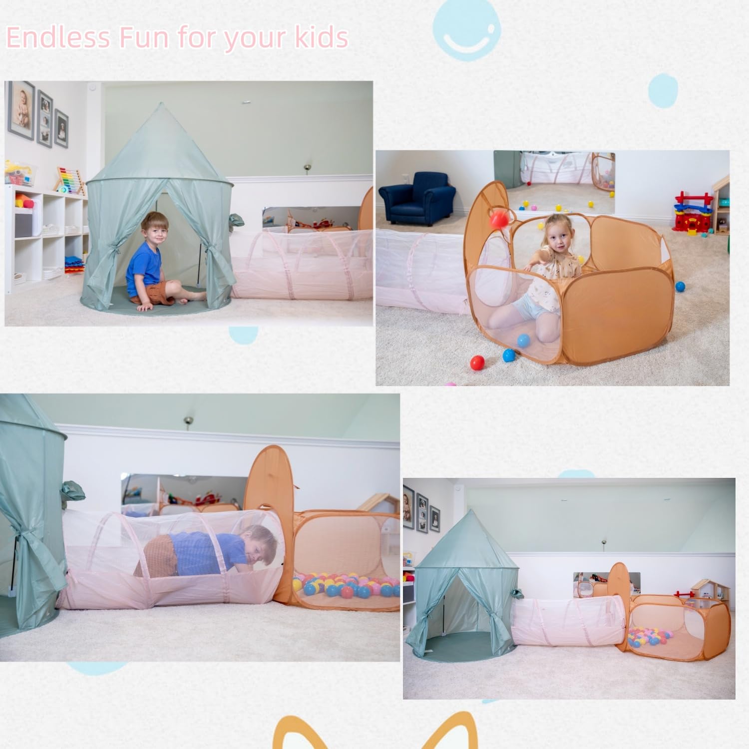 UTEX Play Tunnel extension demonstrates crawl-friendly design for active toddlers.