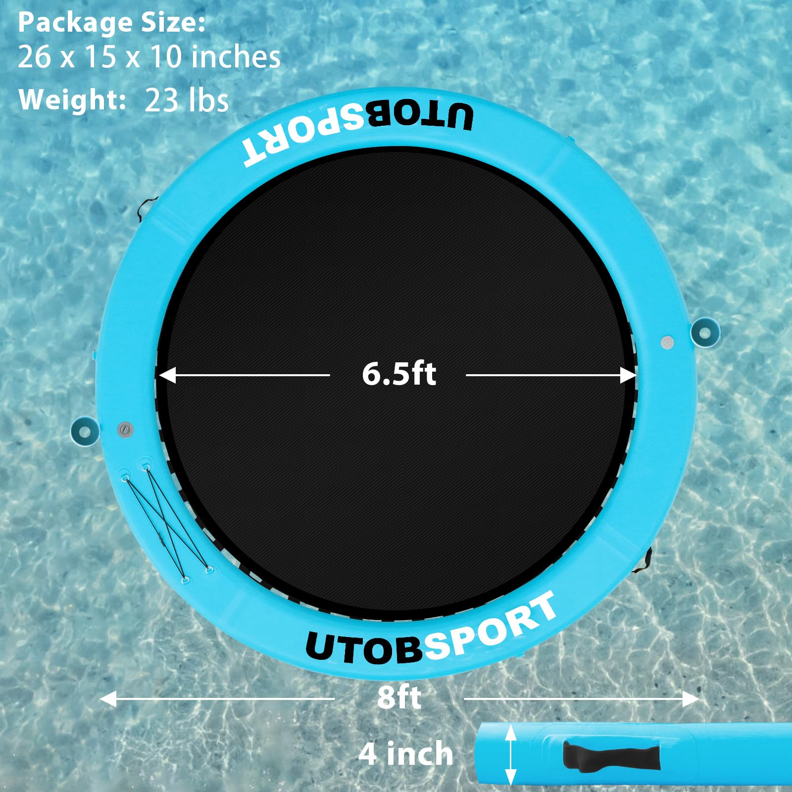 UTOBSPORT complete accessories including pump, rope, ladder, and repair kit.