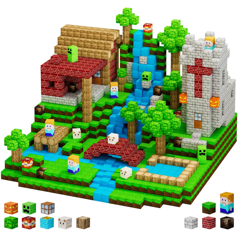 Uucoco 100-pcs magnetic blocks playset for creative building and learning
