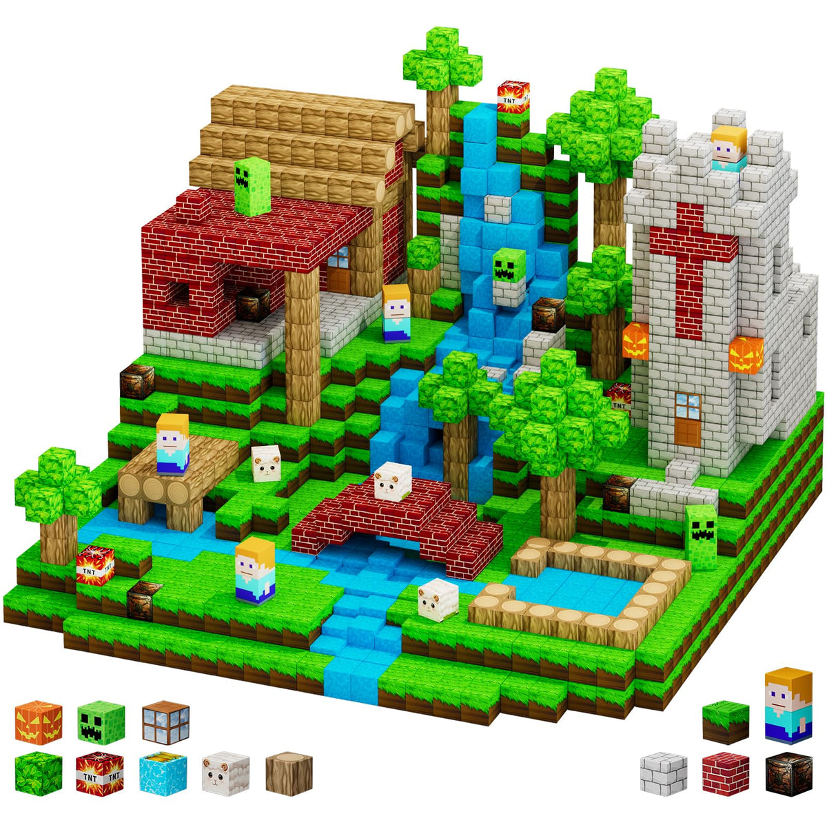Uucoco 100-pcs magnetic blocks playset for creative building and learning