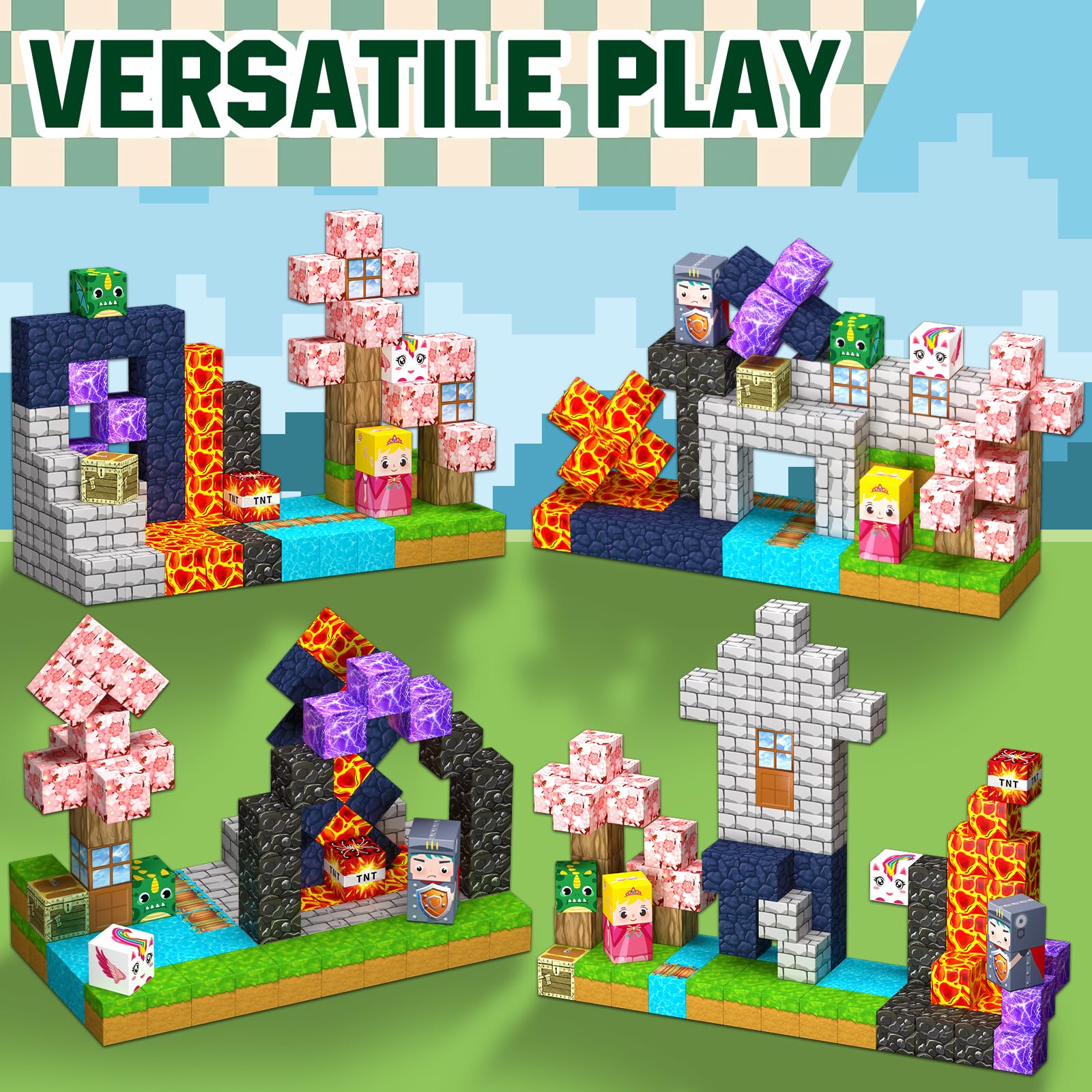 Uucoco castle tower being built with magnetic blocks
