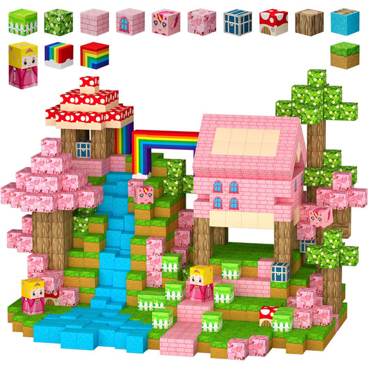 Uucoco magnetic blocks Princess Castle assembly for imaginative play and fine motor development.