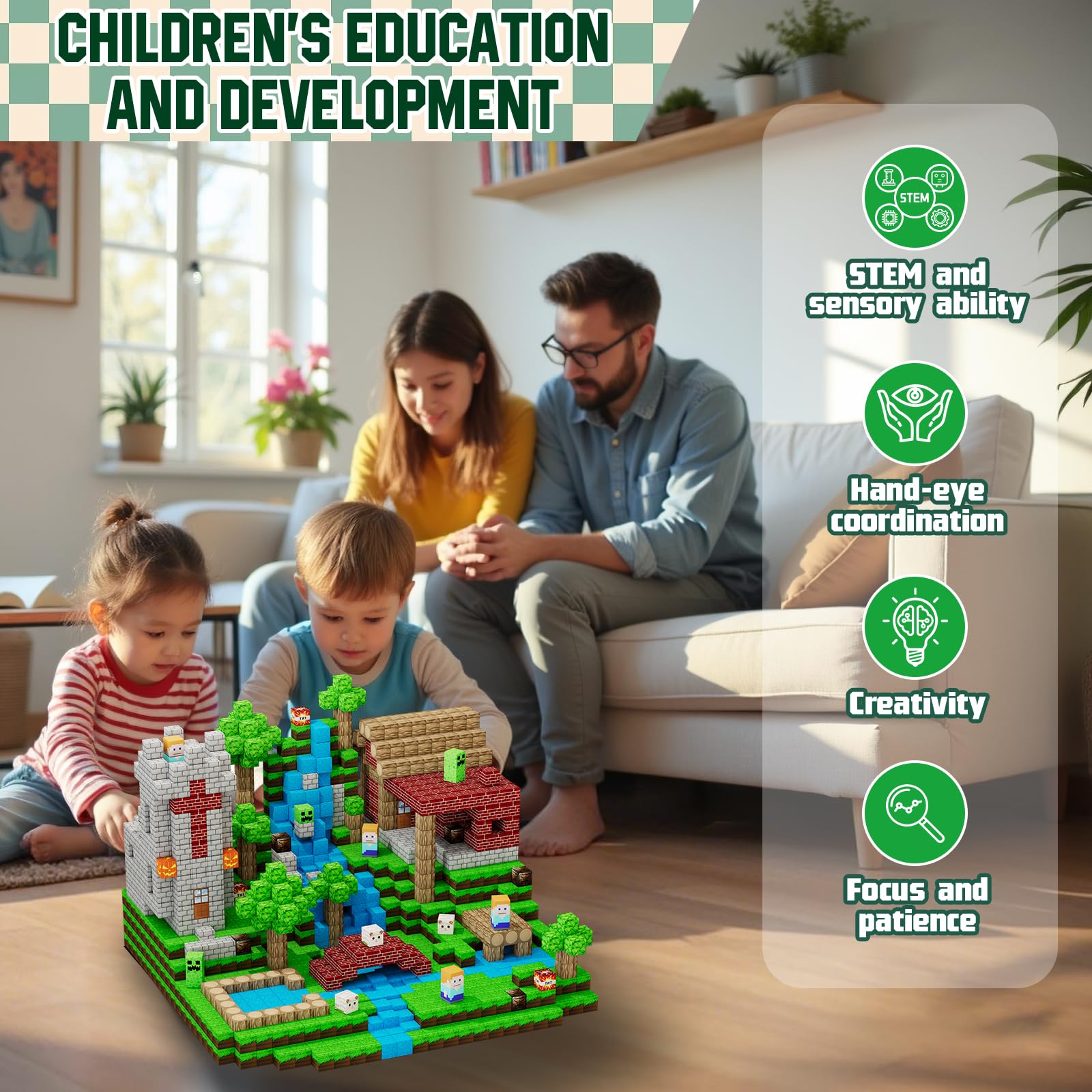 Uucoco UV technology magnetic cubes with patterns for immersive play