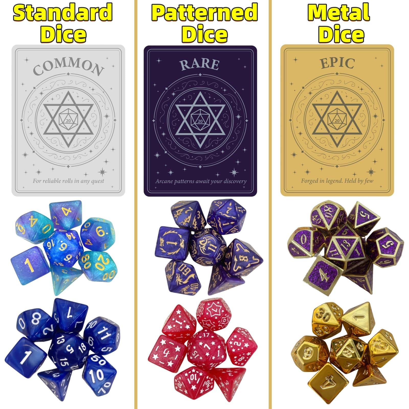 UURM Black velvet dice bag with golden emblems keeps dice secure.