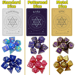 UURM Black velvet dice bag with golden emblems keeps dice secure.