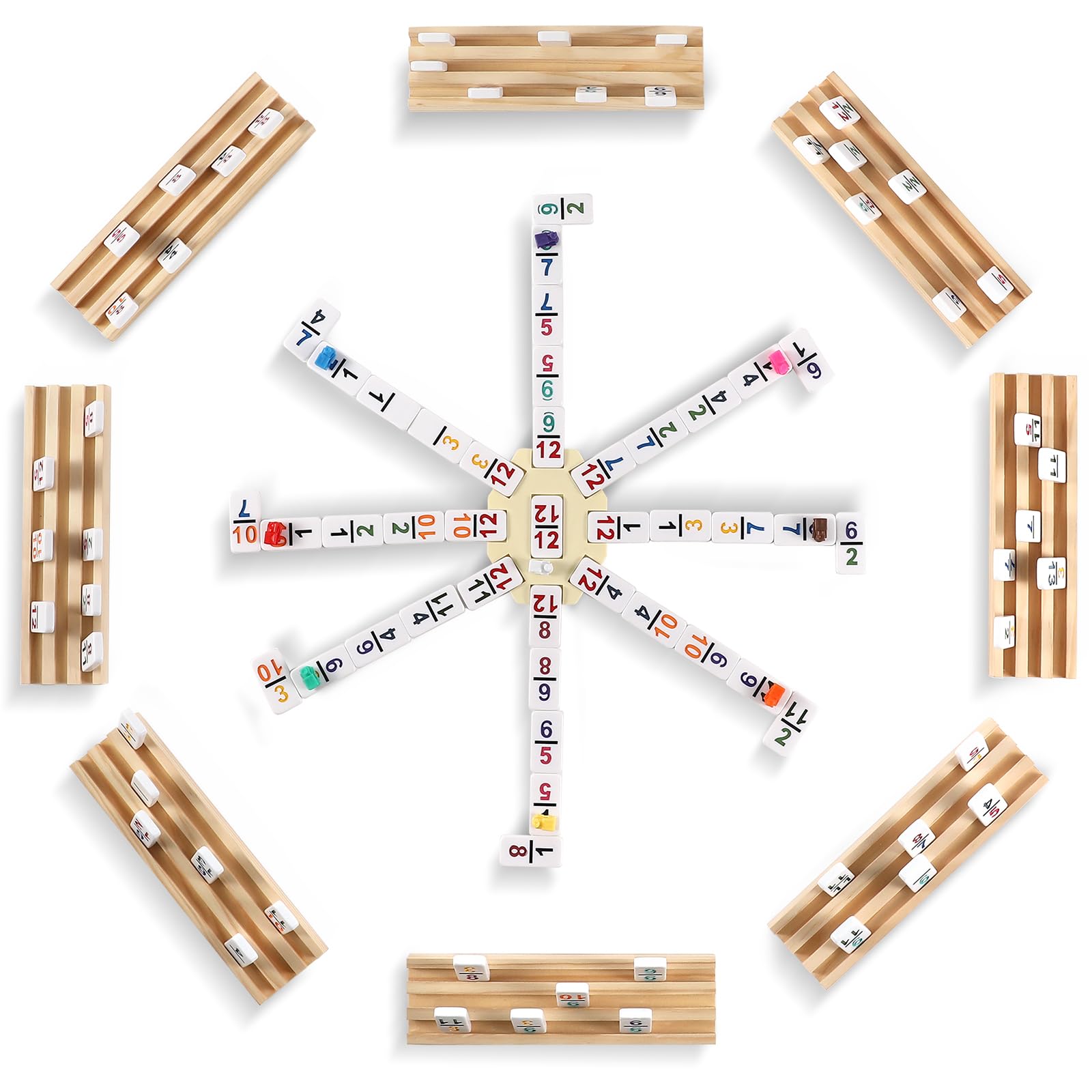 uvcany eight wooden trays hold dominos neatly for quick setup