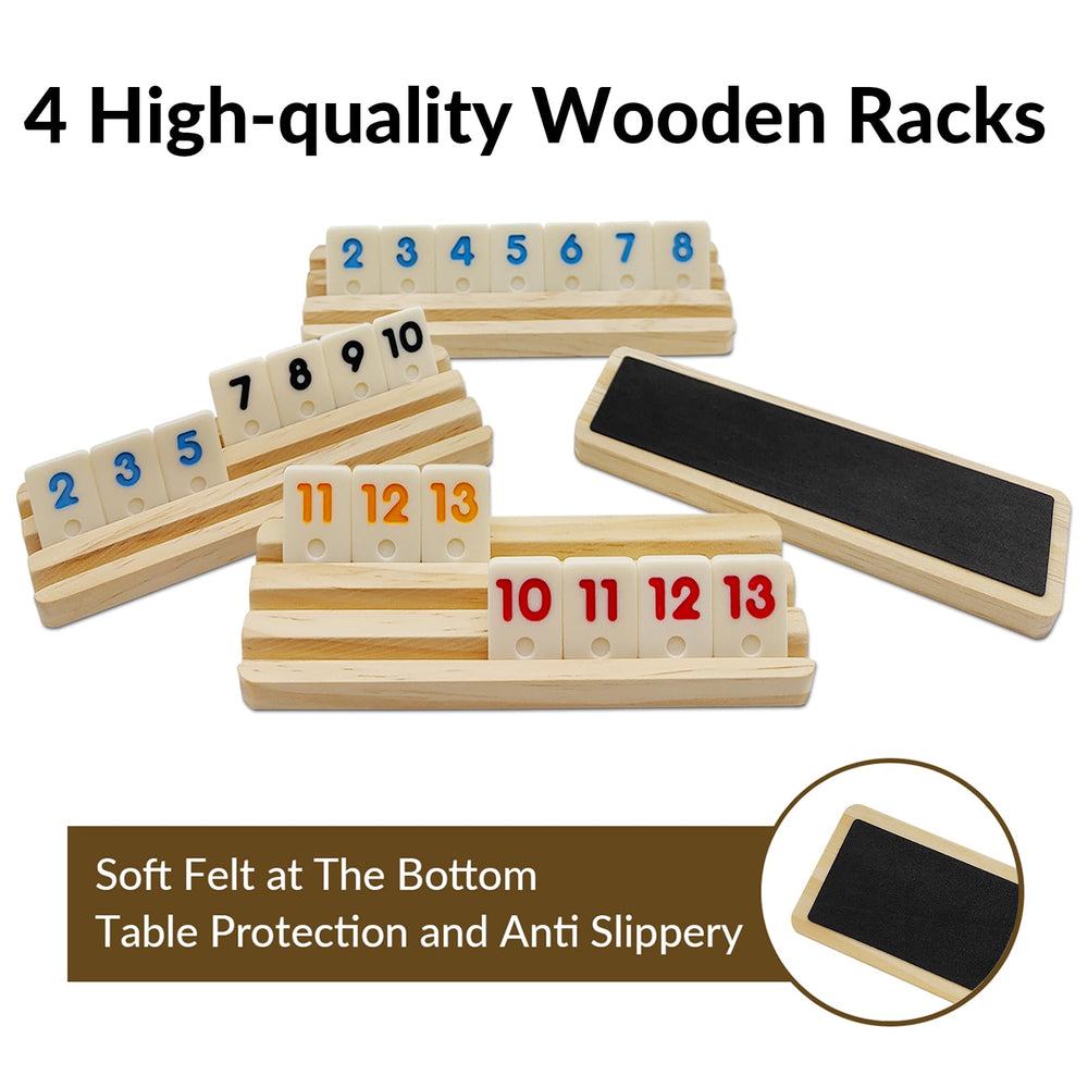 uvcany four wooden racks hold tiles securely for organized play.
