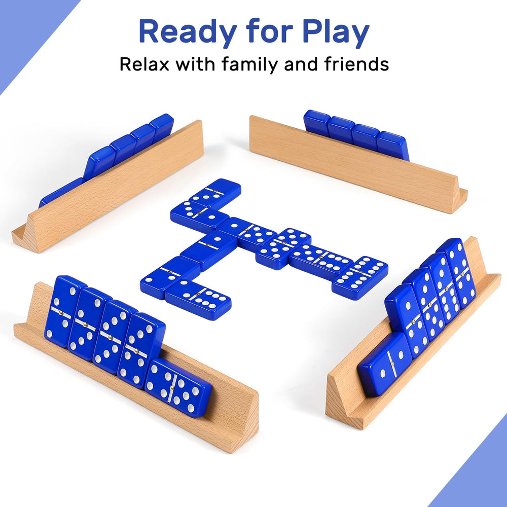 uvcany Jumbo Dominos four beech racks provide sturdy tile storage.
