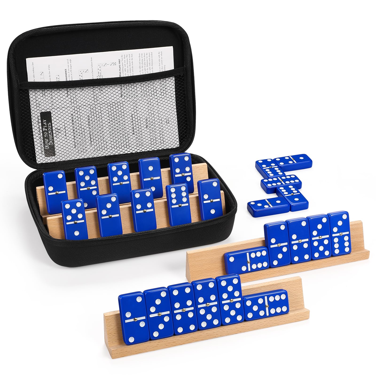 uvcany Jumbo Dominos Set for adults with four racks and case, ready for game night.