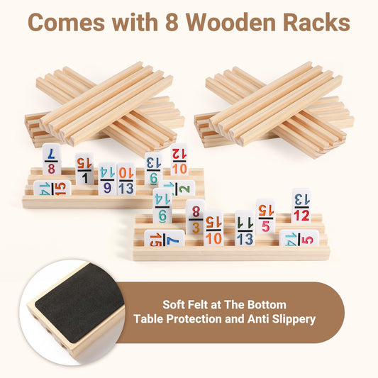 UVCany dominoes set with wooden racks keeps tiles neatly upright for quick setup