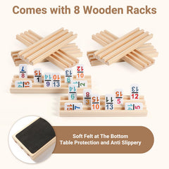 UVCany dominoes set with wooden racks keeps tiles neatly upright for quick setup