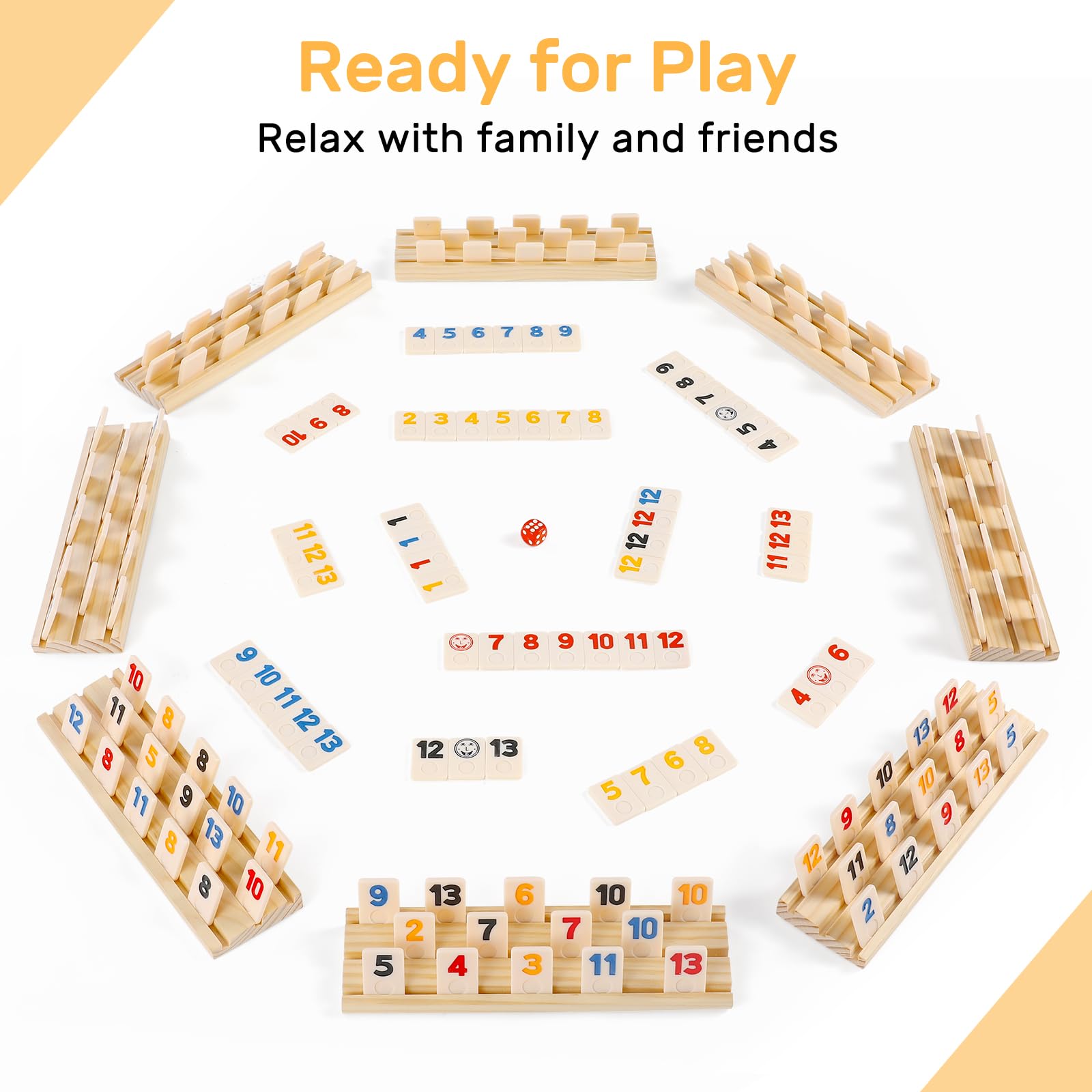 uvcany Rummy Cube eight wooden racks provide a stable, non-slip surface.