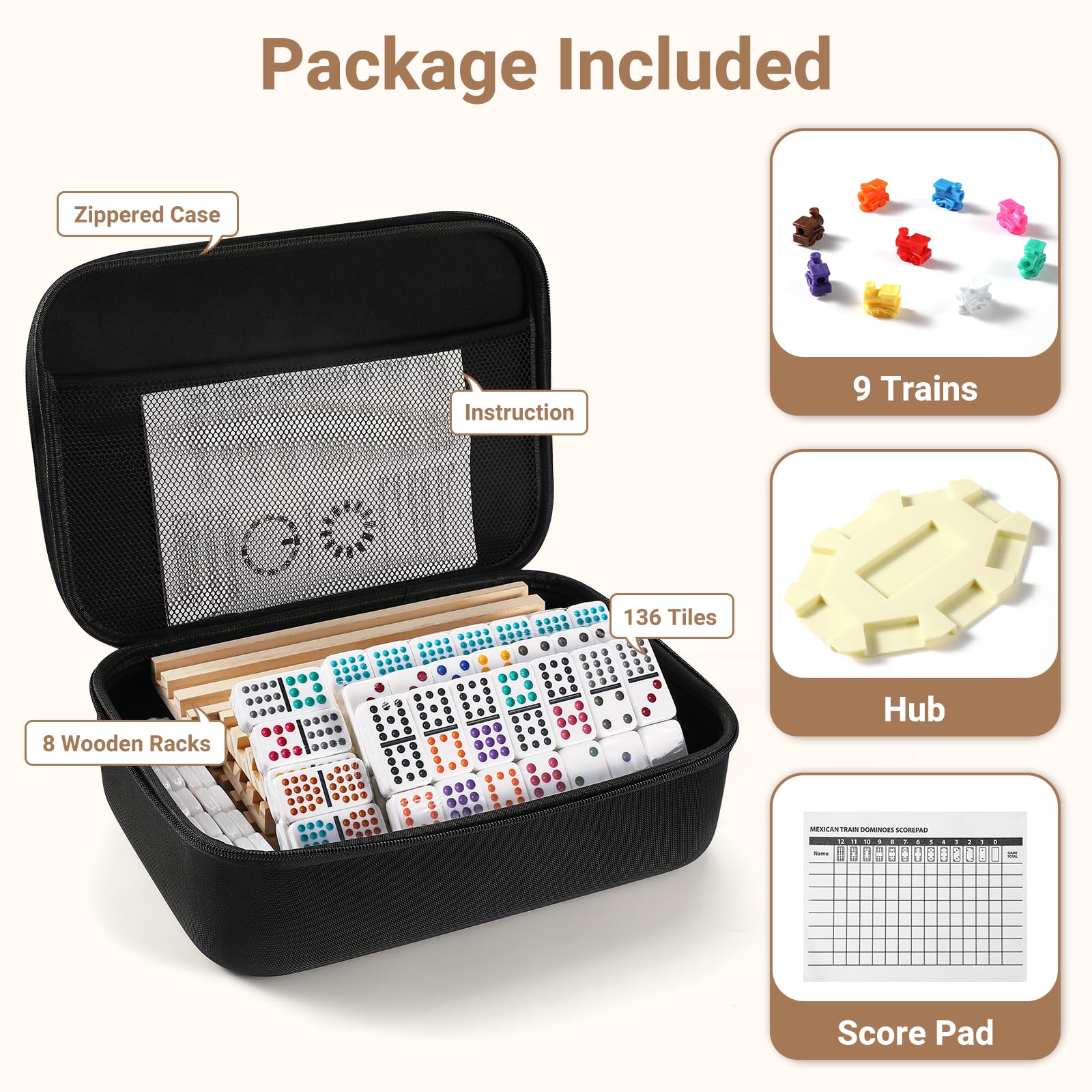 uvcany travel dominoes collection – 136 tiles ready for on-the-go family fun