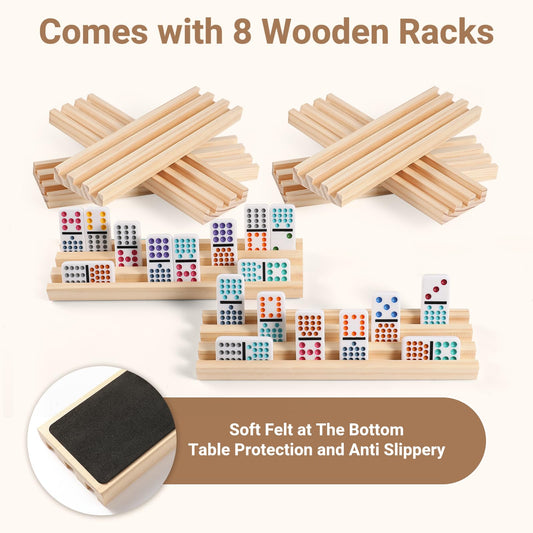 uvcany wooden racks eight – sturdy tile holders keep dominoes organized during games
