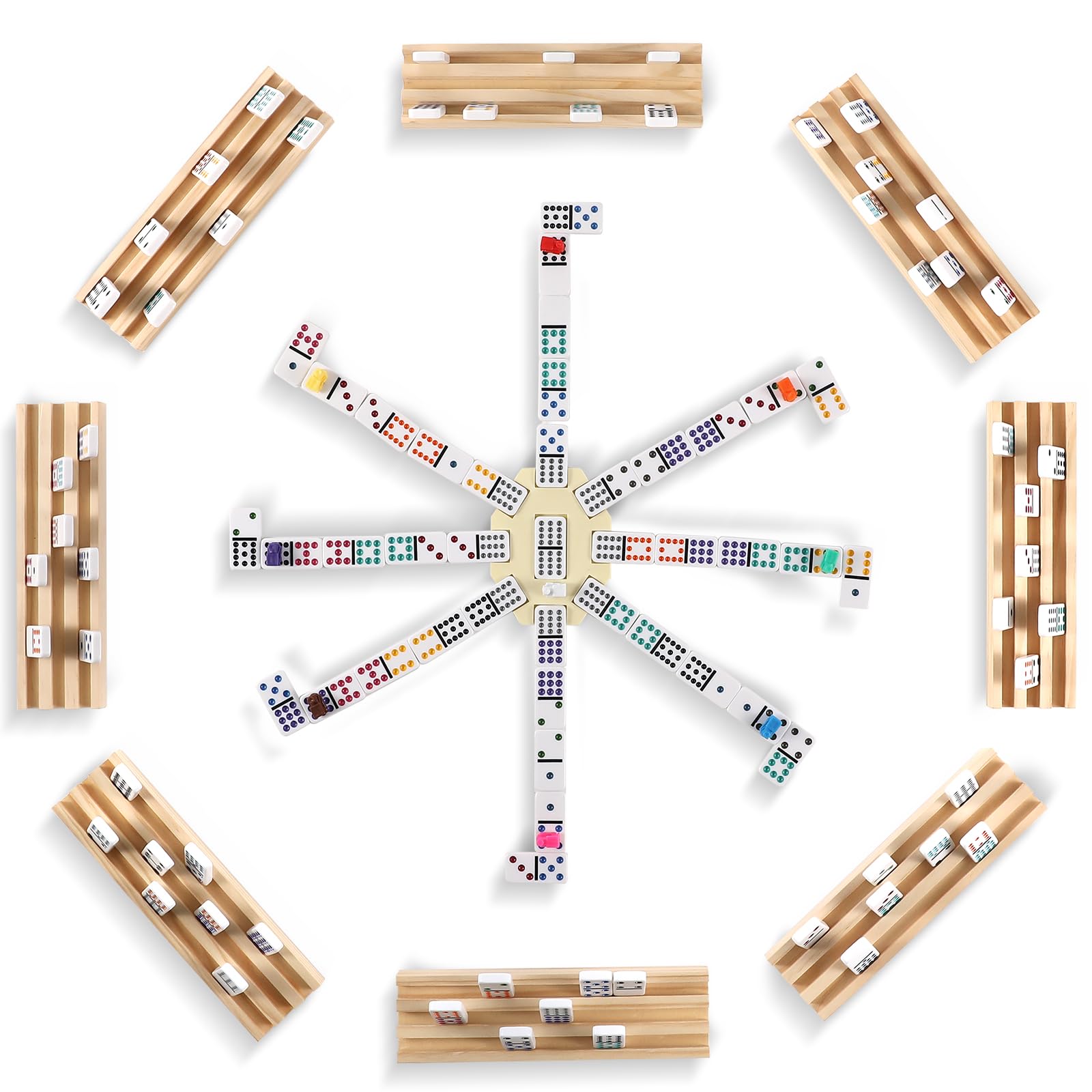 uvcany wooden trays hold dominoes securely for quick setup