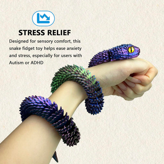 UXBSTM 3D printed animal snake provides sensory relief and interactive desk decor.