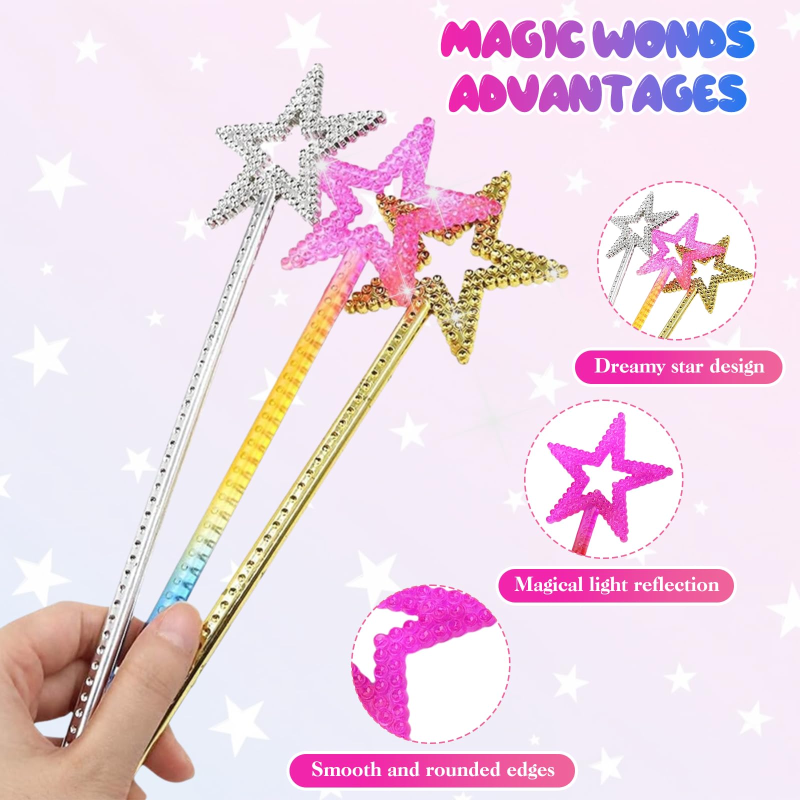 UYUOO multicolor star wand set adds magical sparkle to celebrations.