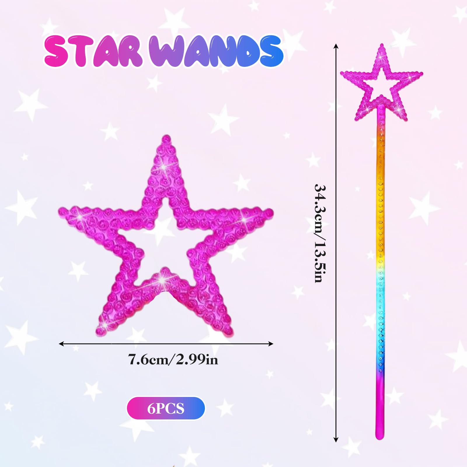 UYUOO silver star wand for kids, perfect for pretend play and favors.
