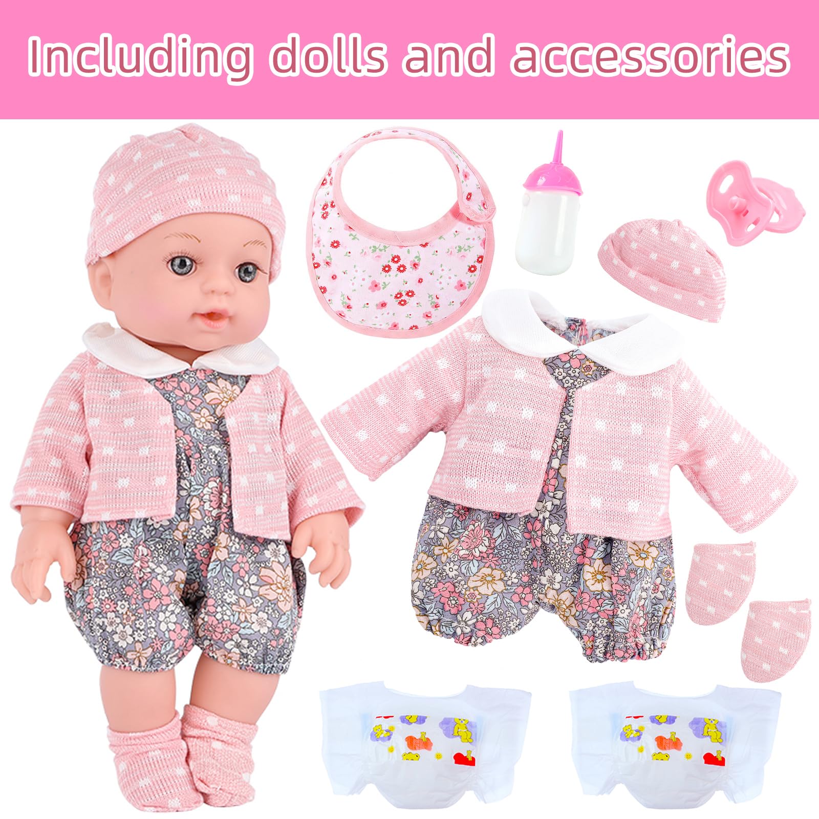UZIDBTO realistic baby doll outfit set showcasing removable clothes
