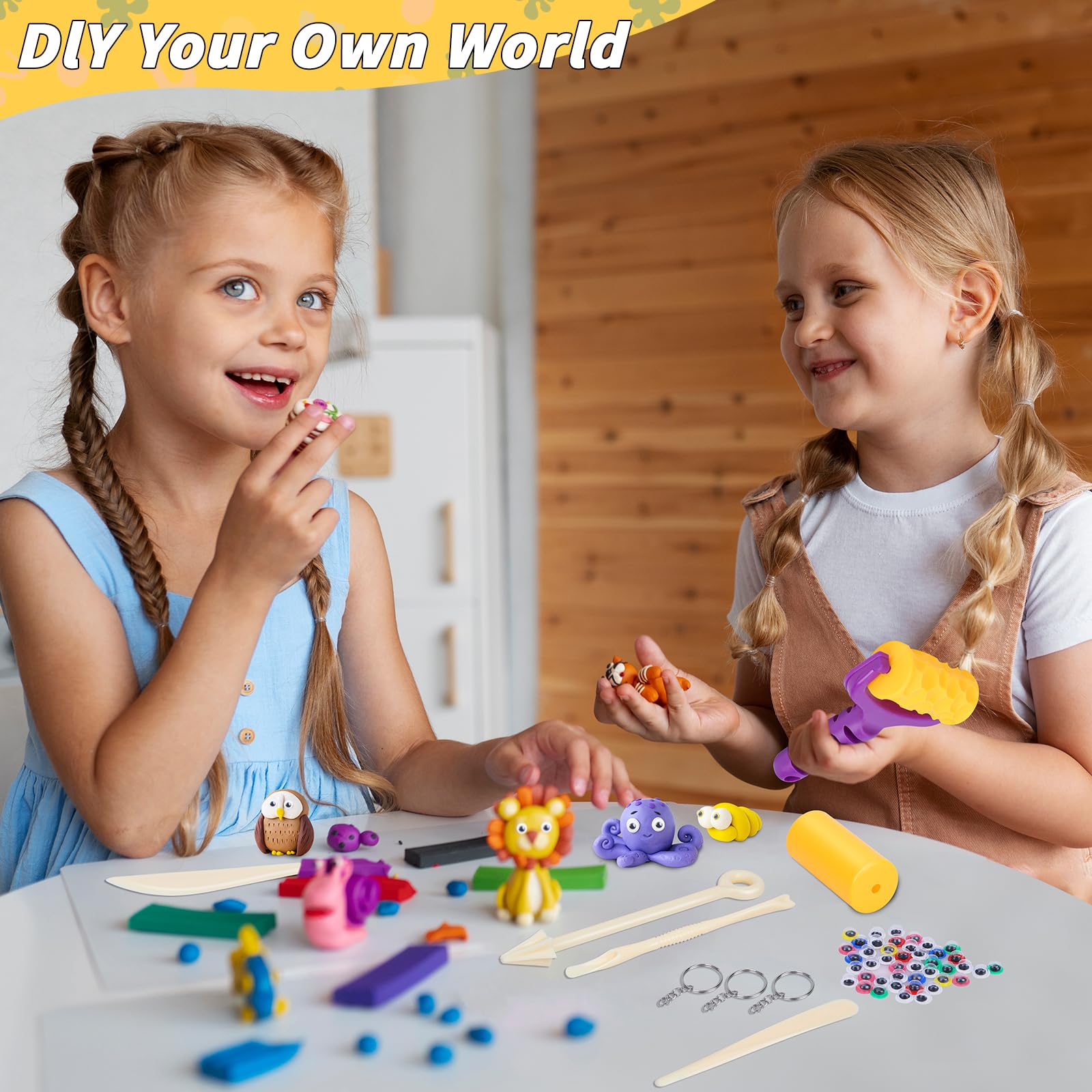 Wiggle eyes and keychains add personality to creations and gifts.