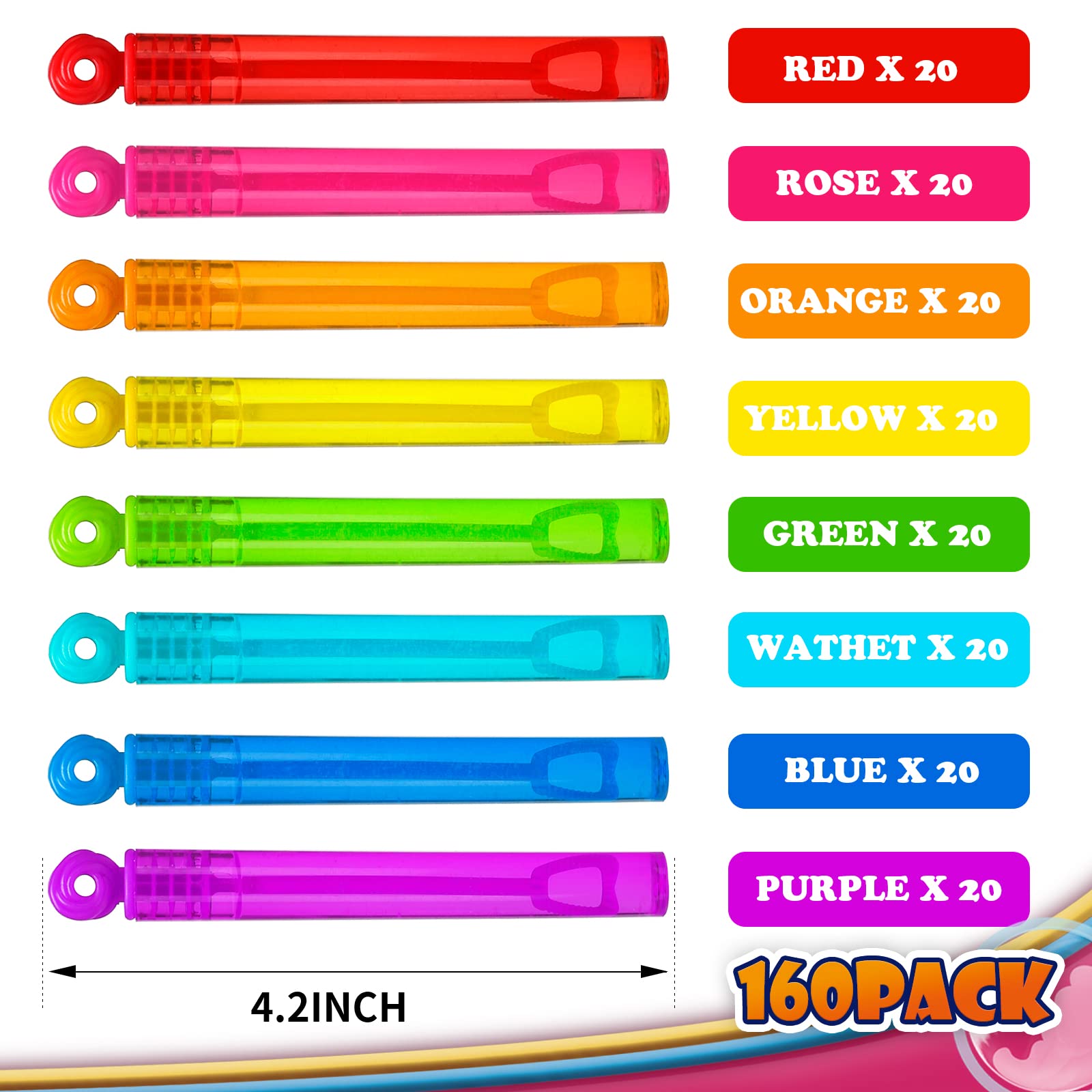 Uzoxlsn 160-pack bubble wands lined for easy checking and selection