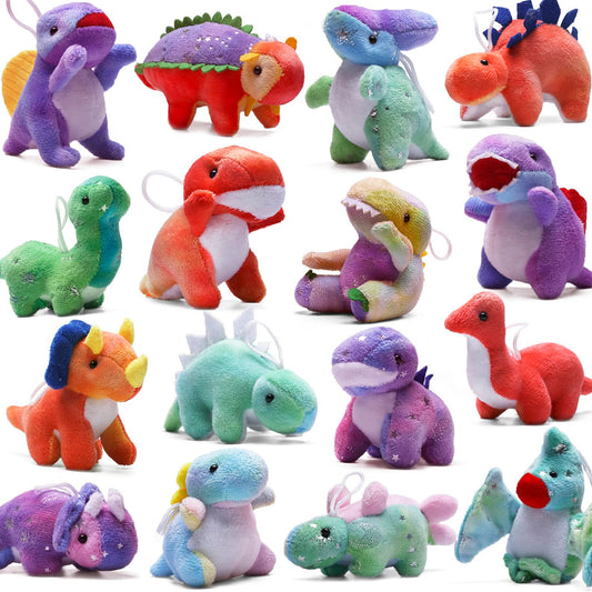 Uzoxlsn dinosaur plush bulk set, 16-pack, colorful and gift-ready.