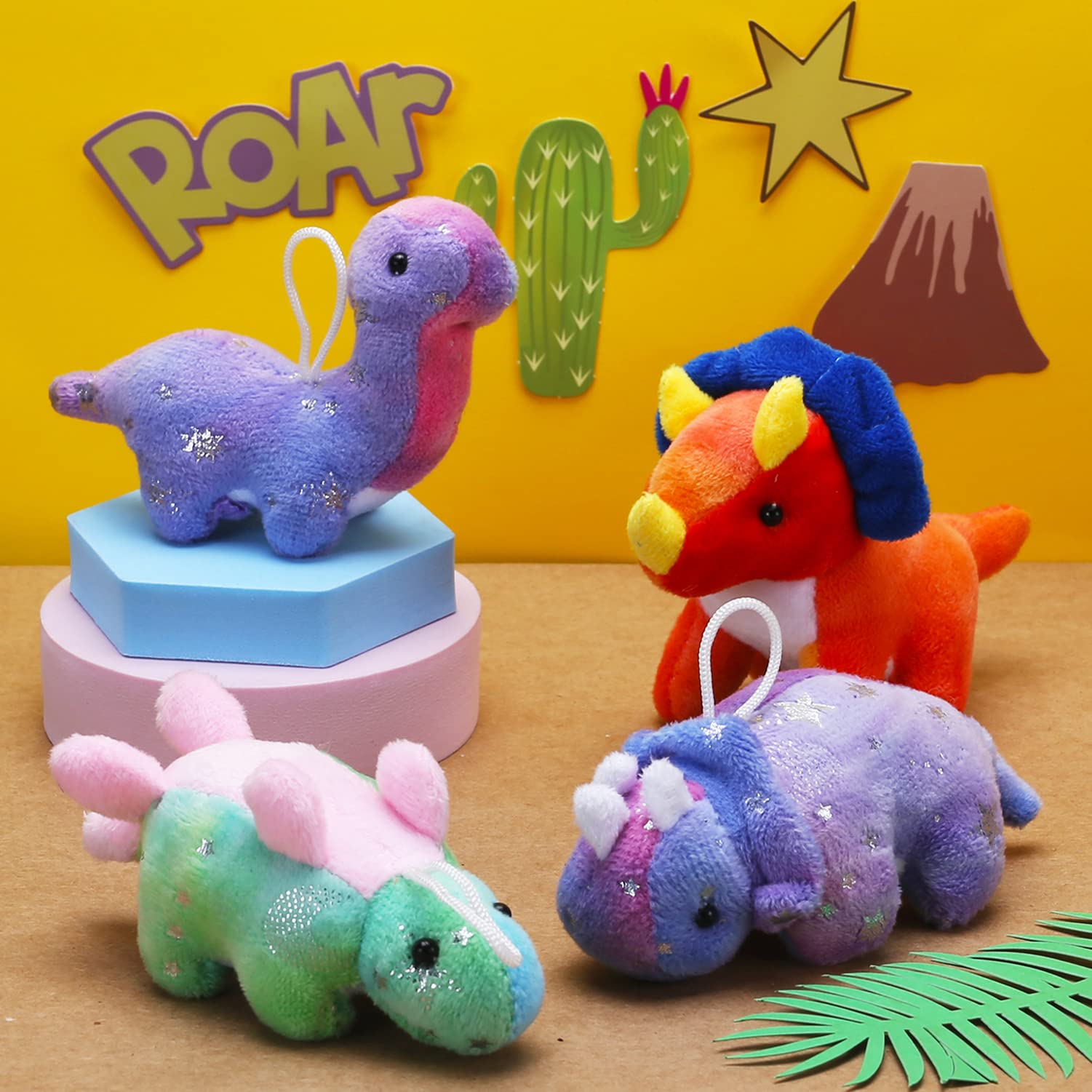 Uzoxlsn mini dinosaur keychain 4-5in for backpacks.