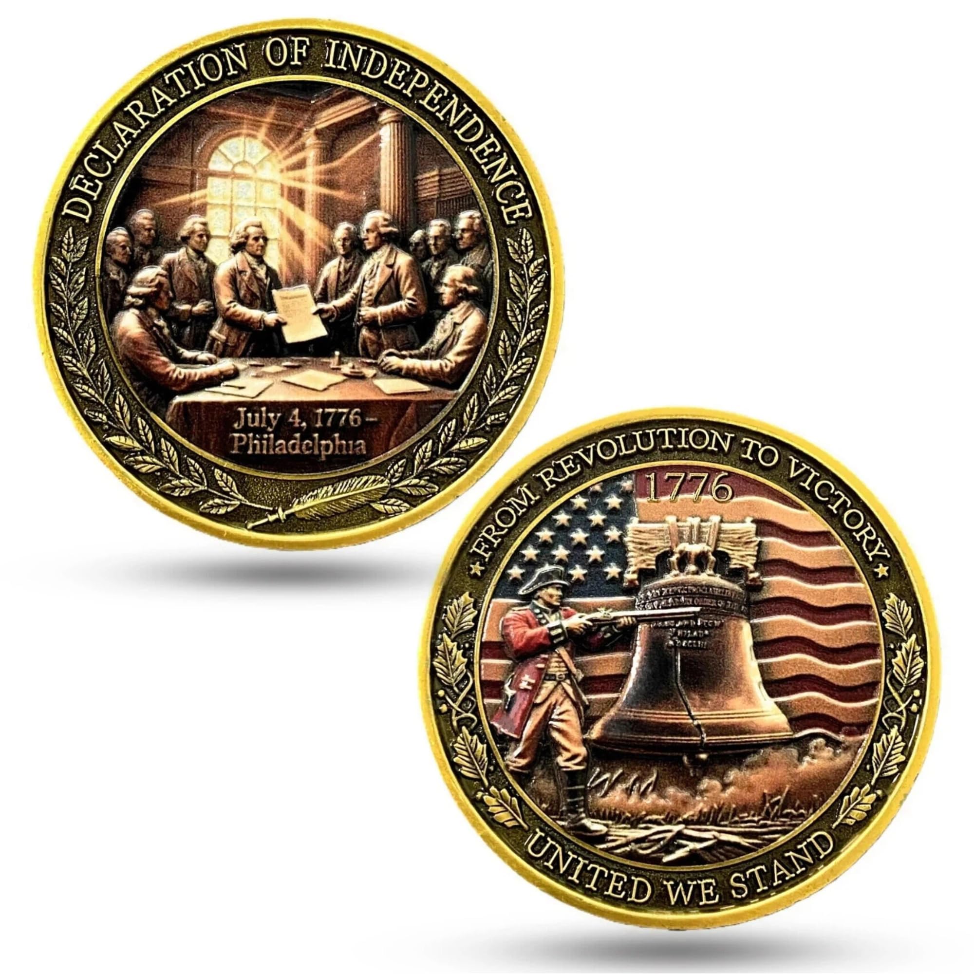 UZZDNJ 250th Anniversary Declaration Coin front captures signing moment for collectors.